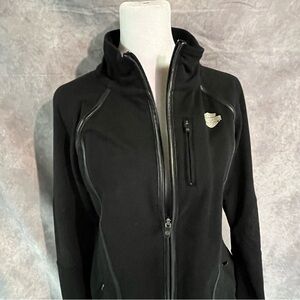 Harley Davidson Women's Black‎ Full Zip Jacket Lace Back Multi Media Biker M